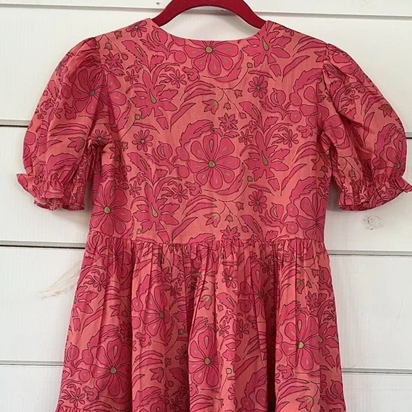 Utsa Kids Pink & Gold Floral Cotton Summer Dress Size 9/10 - Picture 10 of 14
